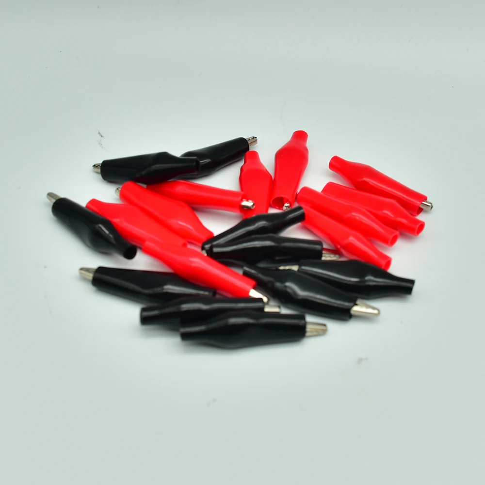 Alligator Clips 20pcs 28MM Metal Alligator Clip G98 Crocodile Electrical Clamp Testing Probe Meter Black Red with Plastic Boot Car Auto Battery