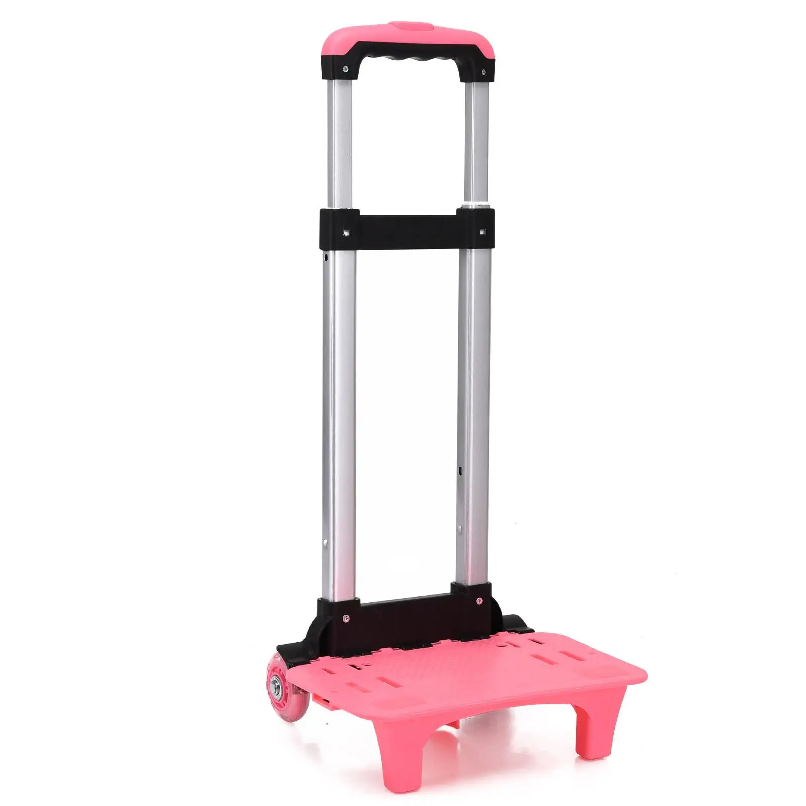 Backpack Trolley Telescopic Rod Portable Collapsible 2 Wheels Pink Backpack Hand Truck Hand Cart Wheeled Cart for Kids Children