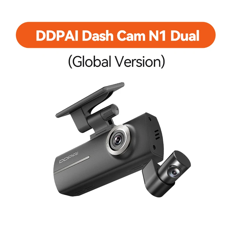 מצלמת רכב DDPAI Dash Cam N1 עם הקלטה קדמית ואחורית כפולה NightVIS 1296P Dash Cam Recorder Car DVR App Control