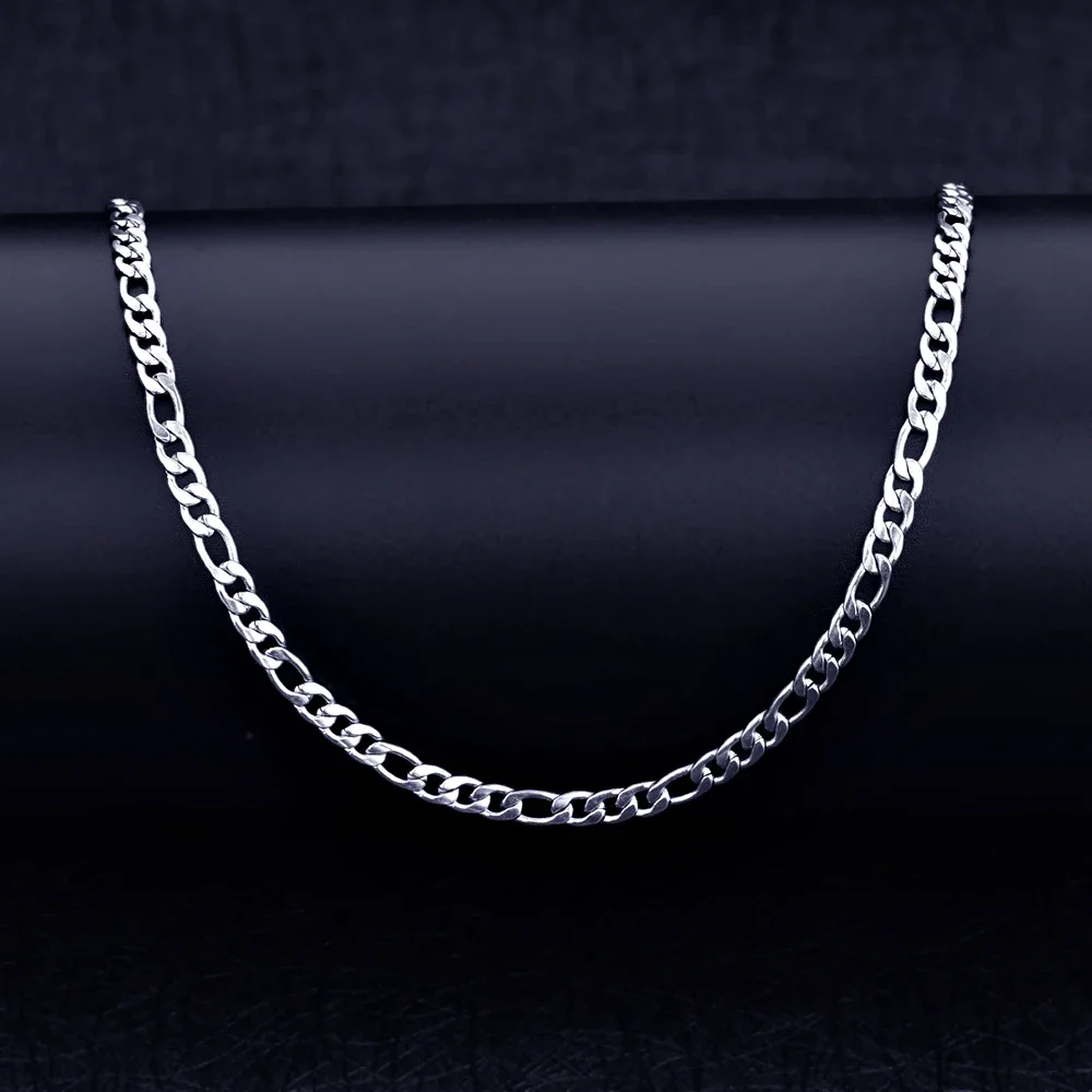 New Cheap 4MM 925 Sterling Silver Figaro Chain Necklace & Bracelet Fashion Jewelry Set Party Gifts For Men Women