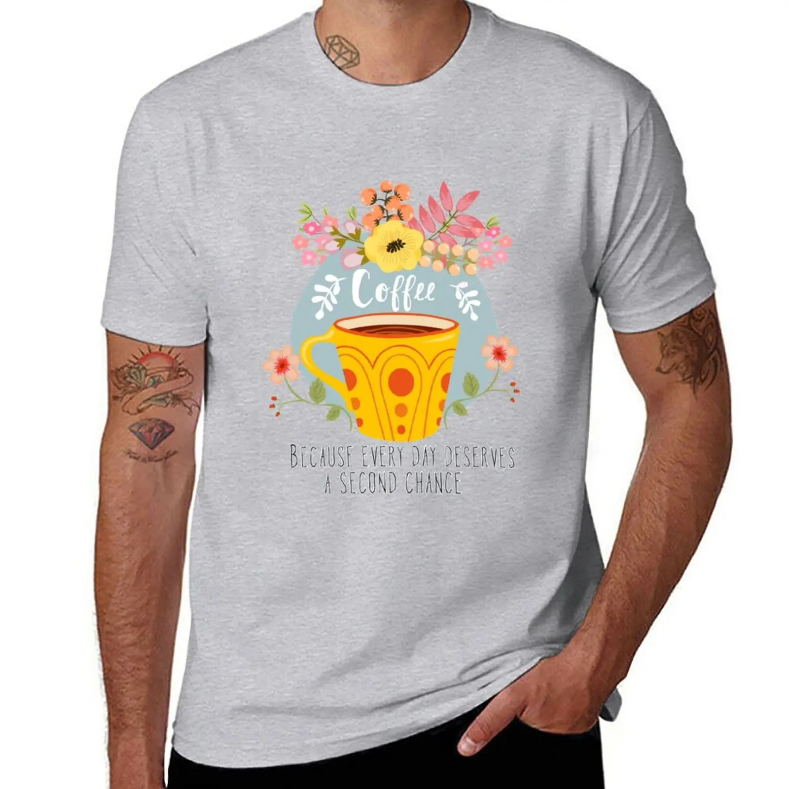 

New Coffee Because Every Day Deserves A Second Chance T-Shirt plus size tops man clothes boys animal print shirt t shirt men