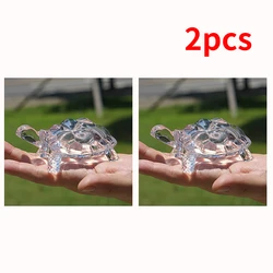 Chinese Lucky Feng Shui Tortoise Figurine Crystal Ornament (2pcs)