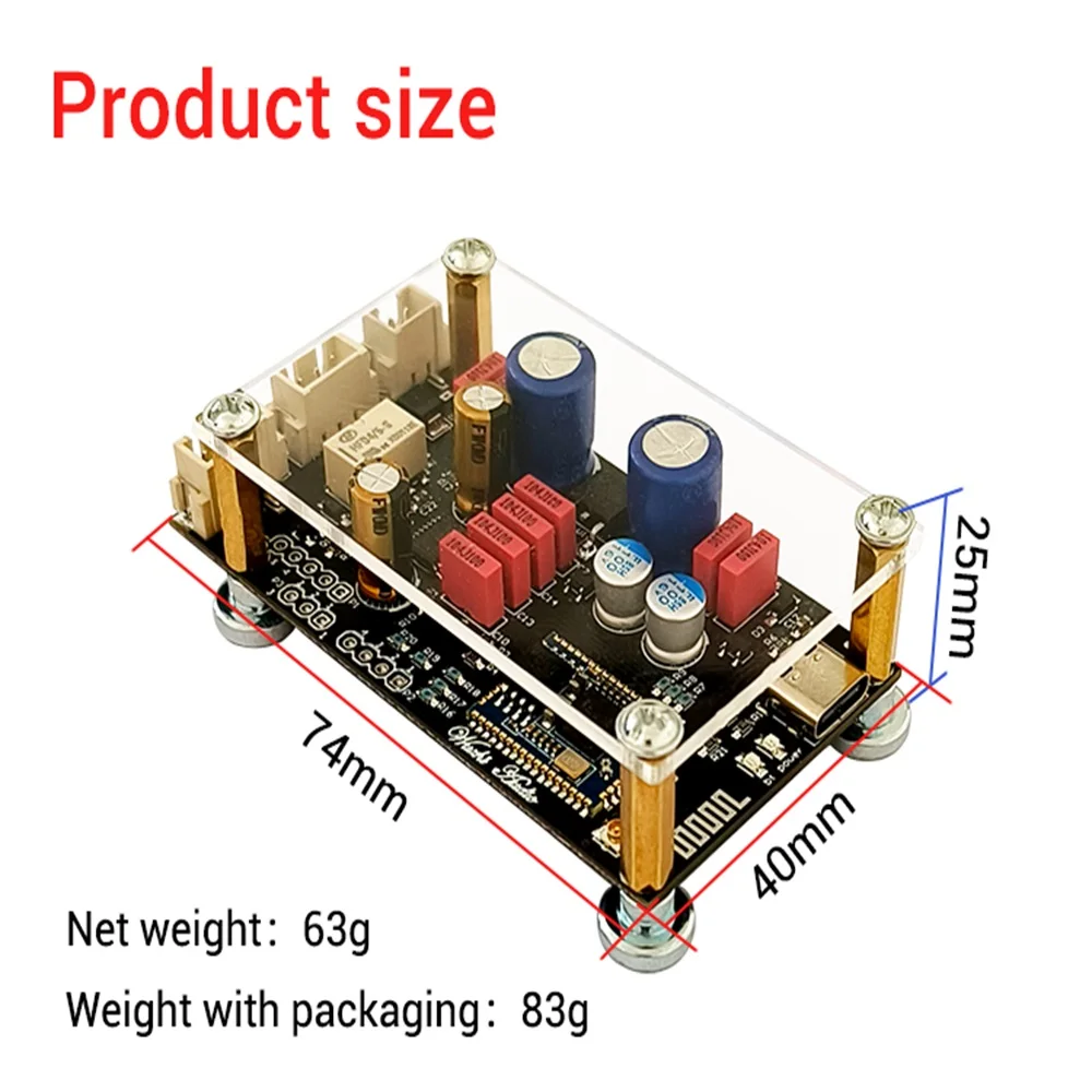 Bluetooth 5.1 Lossless Decoding Board with Onboard Antenna and Acrylic Case
