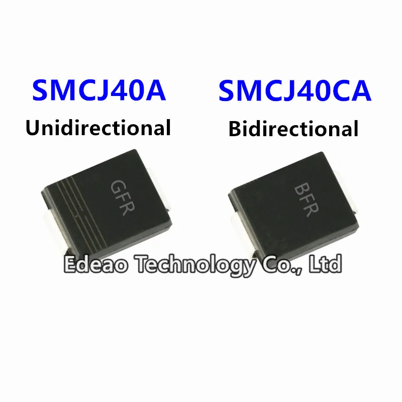 20~100pcs/lot TVS diode SMCJ40A SMCJ40CA Marking:GFR/BFR SMC (DO-214AB)
