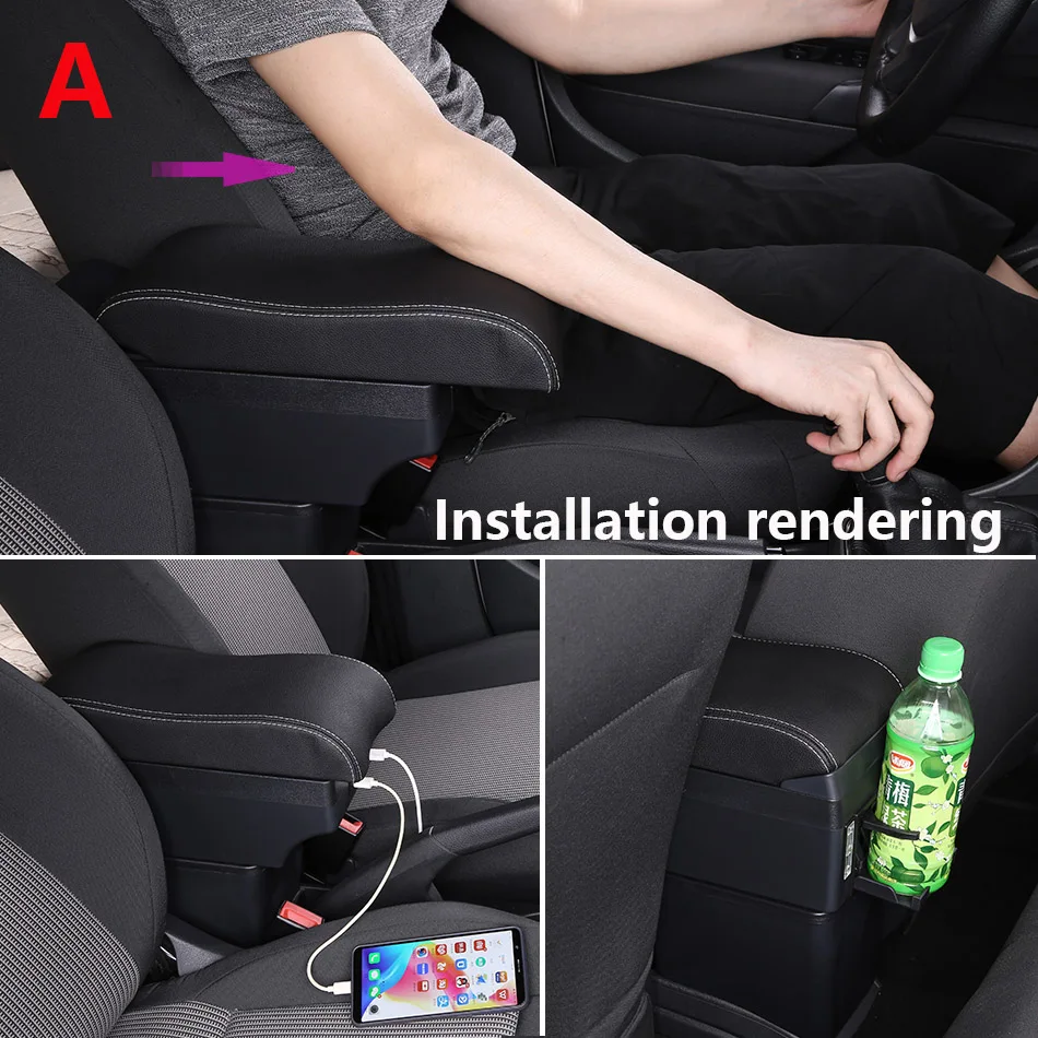 Für kia rio armlehne box für kia stonic cerato auto armlehne gebogene  oberfläche leder einfache montage aufbewahrung sbox 2013-2018 - AliExpress