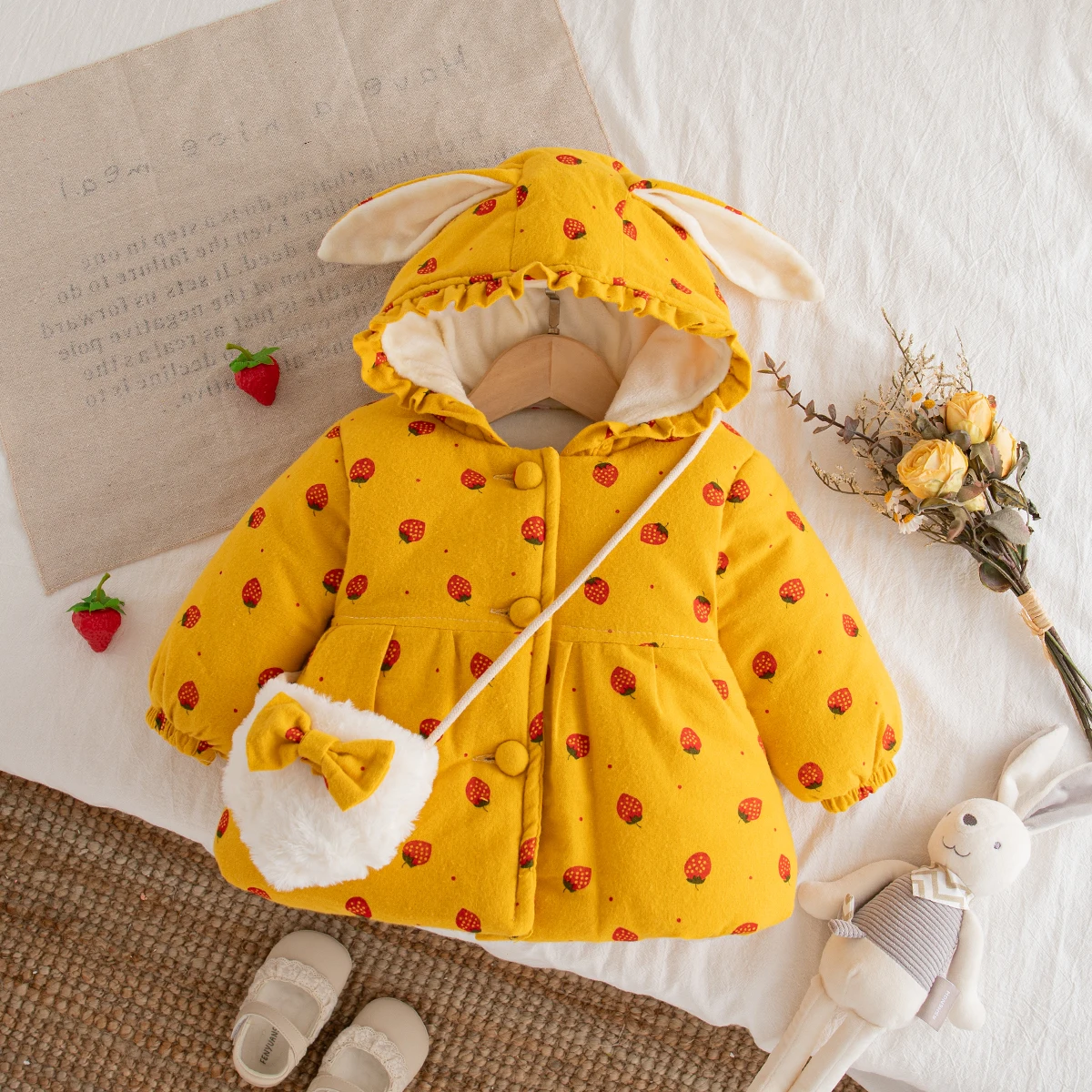 Manteau D'hiver Next Rose Bébé Fille 9-12 Mois Avec Capuche Fourrure