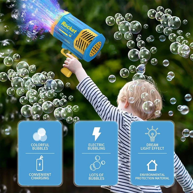 40Holes Electric Bubble Gun Automatic Gatling Bazooka Bubble Machine With Light Children Outdoor Soap Bubble Blowing Toys 4