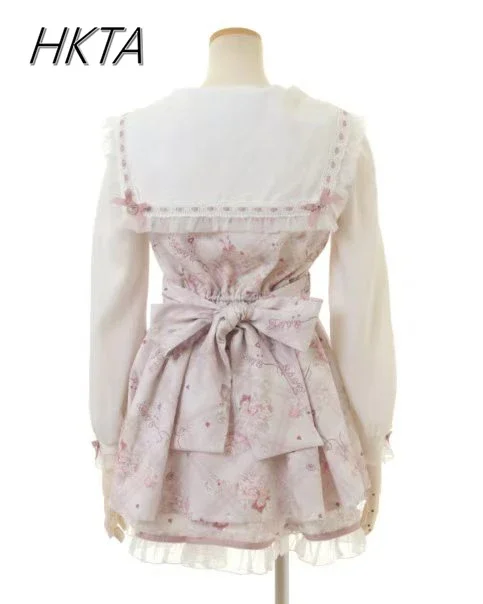 Lolita Dress Lolita Cosplay Costumes Dress Two Piece Sets Liz Dress Japanese Mine Dress Set Spring Autumn Sweet Bow Cartoon Long Sleeve Lolita Shirt Shorts Two-piece Set Women