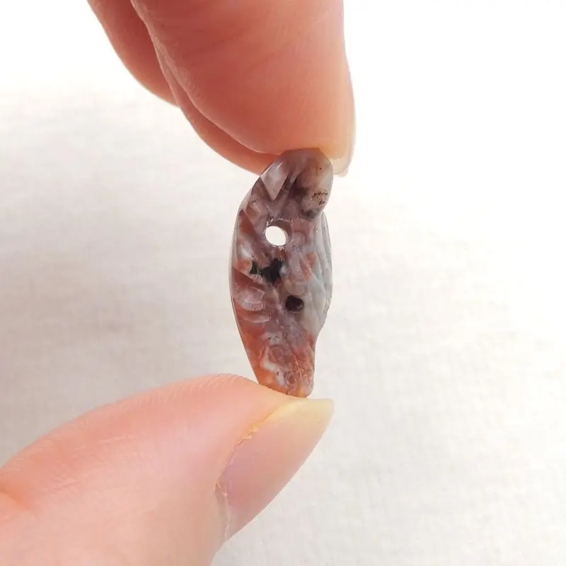 Natural Stone Ocean Jasper Handcarved Wolf Head Pendant Bead 21x15x8mm 2g Semiprecious DIY Jewelry Making Necklace Accessories