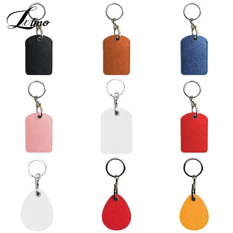 Leather Card Holder Keychain Key Ring Door Lock Access Tags ID Card