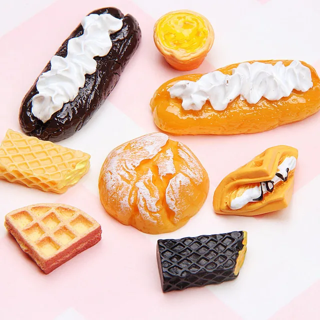 10 Pcs Simulation Bread Cheese Biscuit DIY Jewelry Accessories Doll House Decorations Looks Delicious Home Miniature