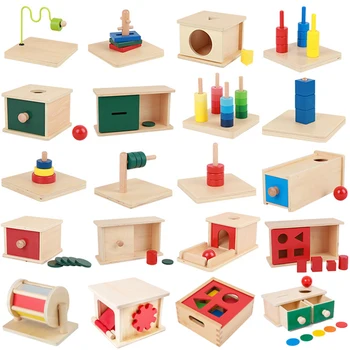 1-3 Years Wooden Montessori Baby Toys Object Permanence Coin Box Ball Drop Sensory Fine Motor Skills Trainin Early Education Toy 1