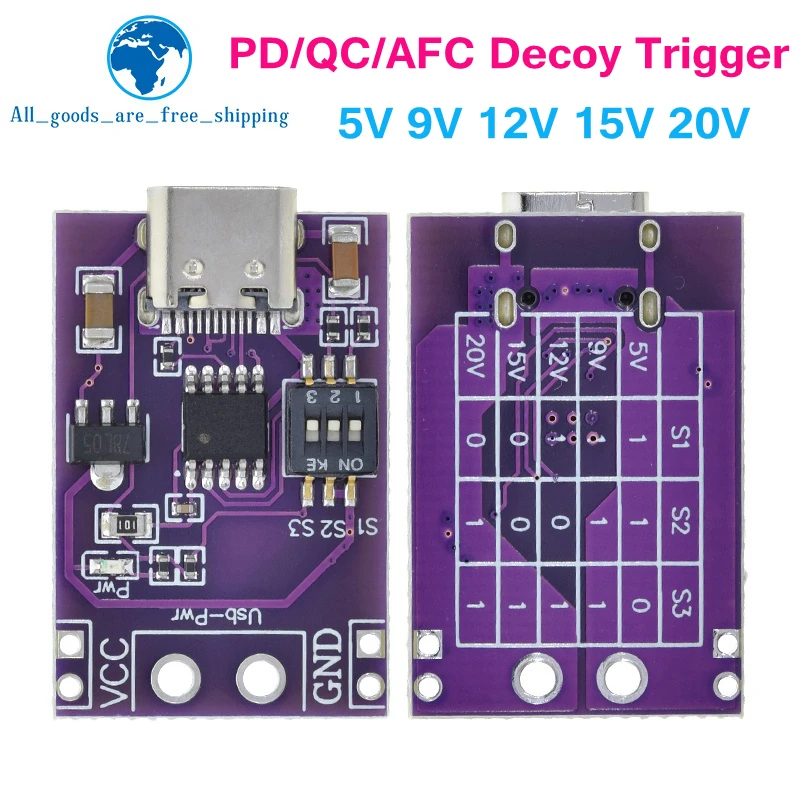 Pd qc afc fast charge decoy trigger support 5v 9v 12v 15v 20v fixed