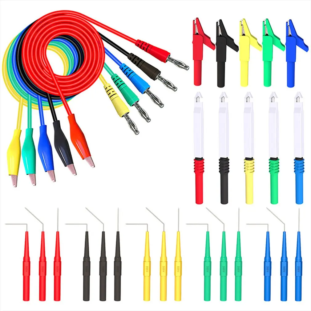 

30PCS Test Leads Back Probe Kit 4mm Banana Plug to Alligator Clip Leads with Wire Piercing Probes Car Repairing