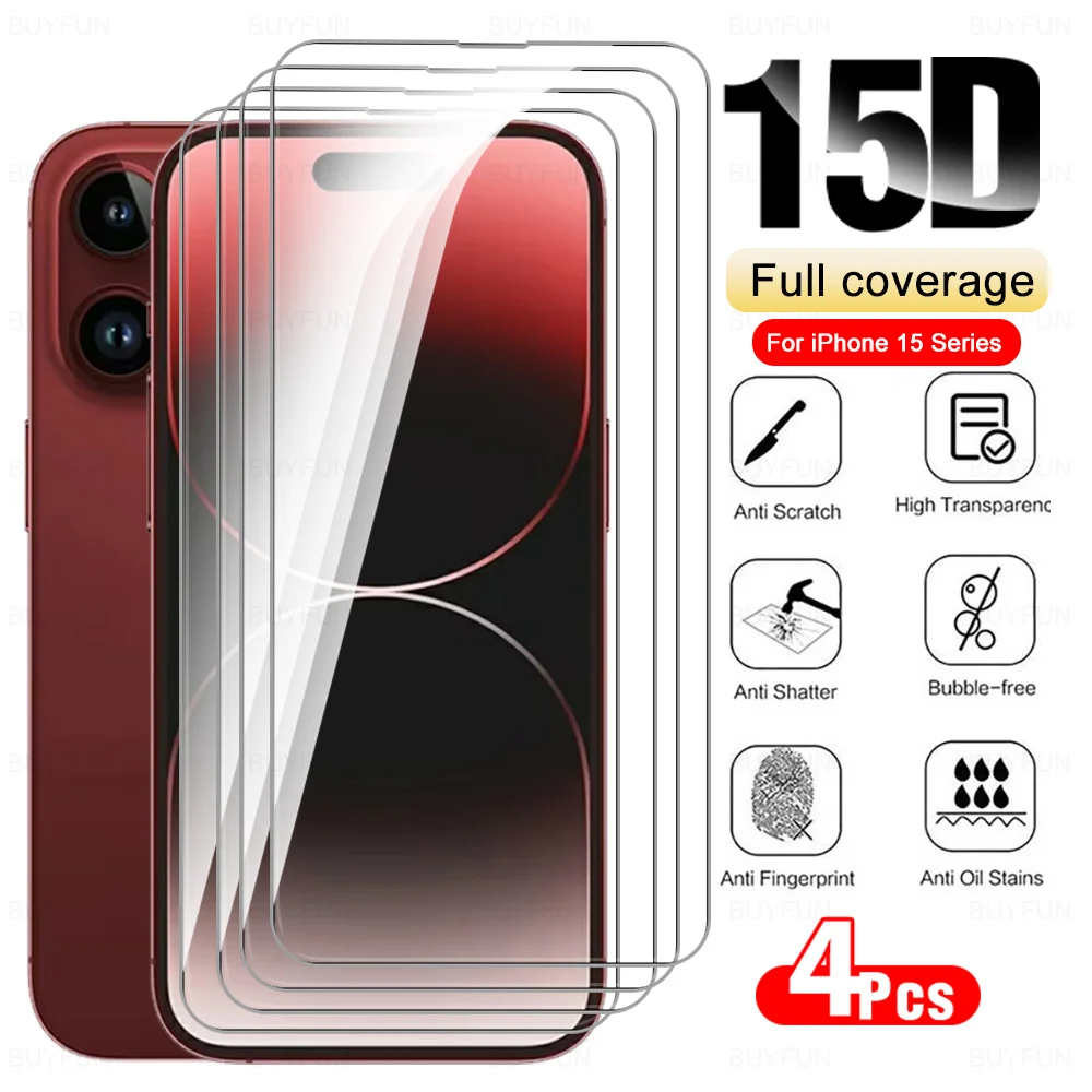 

Защитная пленка для экрана Apple iPhone 15 Pro Max, 4 шт., защитное закаленное стекло для iPhone15 Plus, iPhone15Pro, Ifone iPhon 15Pro Max 2023