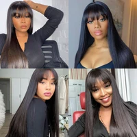 Perruque de cheveux humains droites d'os avec frange pour les femmes 30 pouces brésiliennes 3x1 perruques de dentelle sans colle perruque de cheveux humains couleur noire naturelle 3