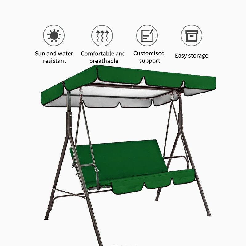 3-Seat Swing Seat and Ceiling Cover Garden Swing Hammock Tent Waterproof UV Protection Courtyard Cover (not include swing) swing cover