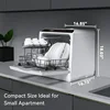 QWHermitlux Countertop Dishwasher,5 Washing Programs Portable Dishwasher With 5-Liter Built-in Water Tank For Glass Door 2