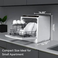 QWHermitlux Countertop Dishwasher,5 Washing Programs Portable Dishwasher With 5-Liter Built-in Water Tank For Glass Door 2