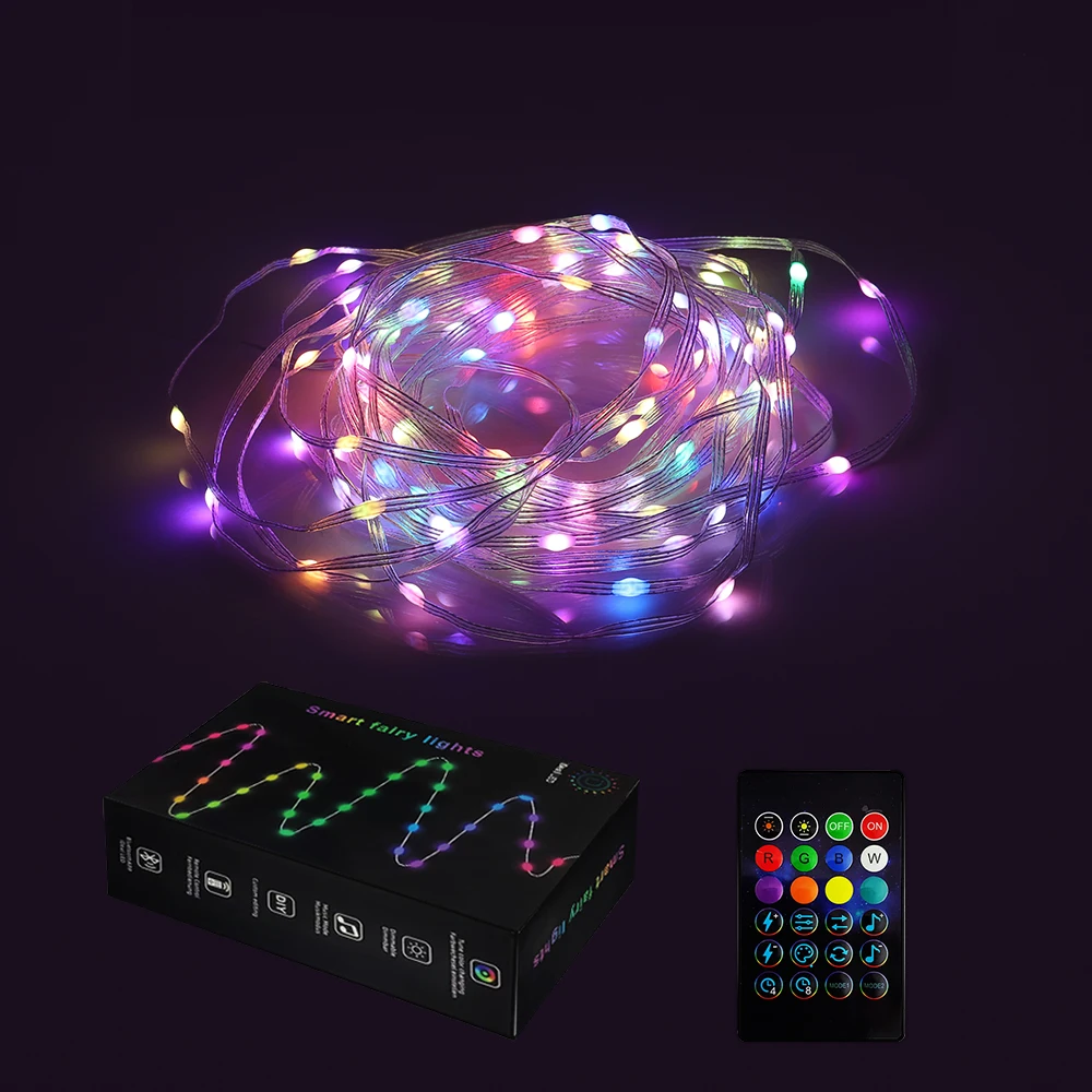 BLE RGB Fairy String Light for Christmas Tree Party 5m 10m Dreamcolor LED Strip Light iDeal LED APP 24Key IR Control