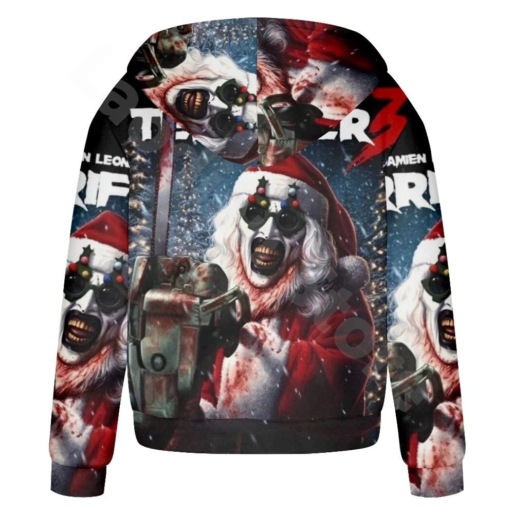 Terrifier 3 Zip up Hoodies Cosplay 3D Jackets Christmas 2024 Coat Fashion Zipper Thick Sweatshirts Hip Hop Zip Hooded Jackets 2