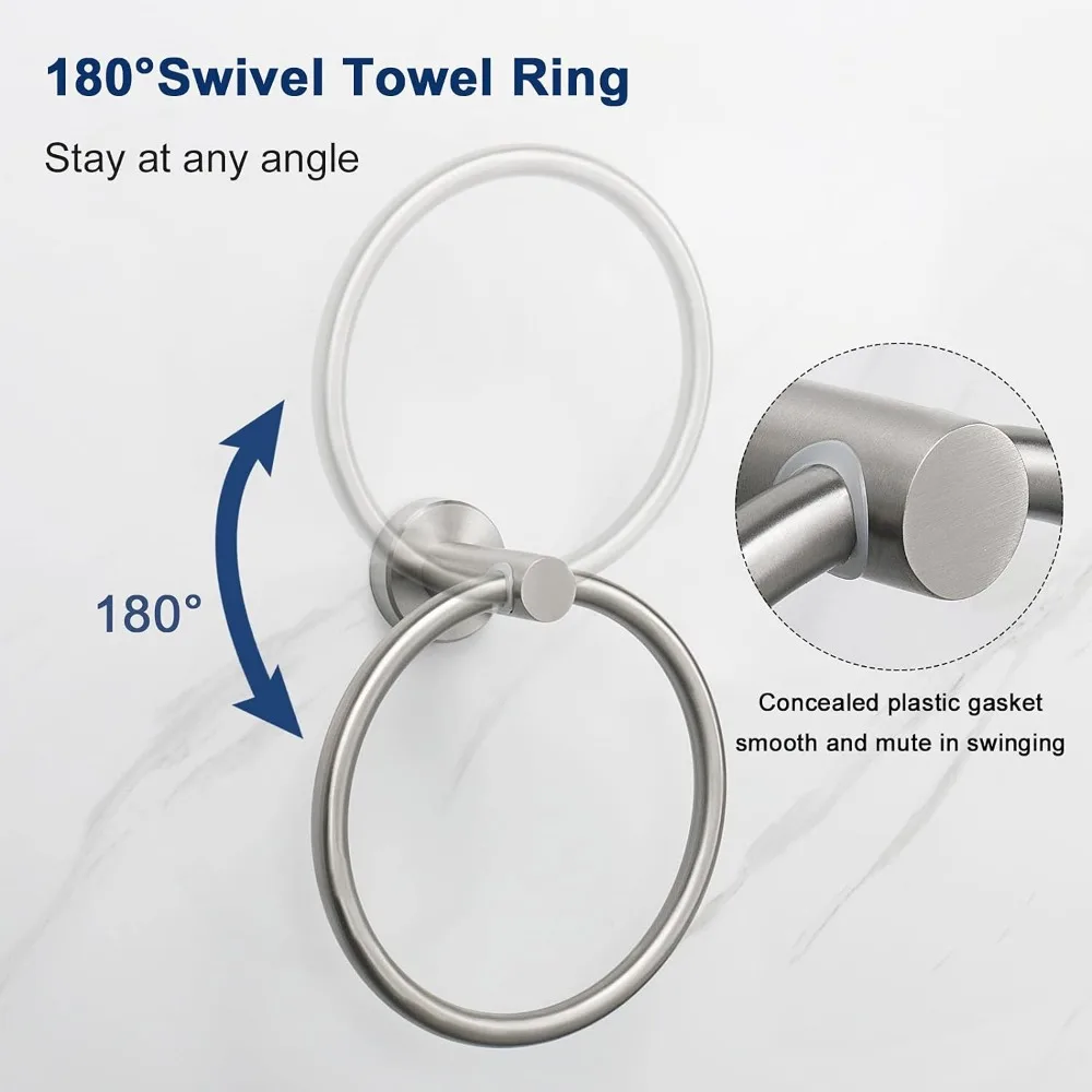 Stainless Steel Bathroom Towel Ring – Modern Round Hand Towel Holder 3