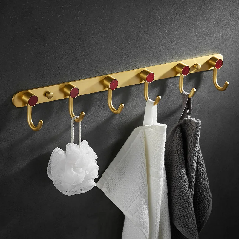 

Toilet wall coat hook hole-free toilet fitting room coat hook row hook creative bathroom brushed gold hook
