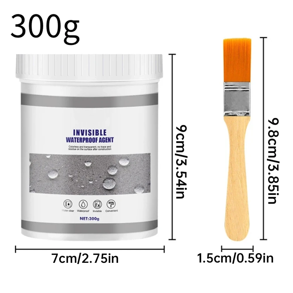 RWRAPS Agente Anti-Perdita Impermeabile WellFix,Colla per Riparazione di perdite Super Resistente Colla per Adesivo Invisibile Impermeabile per Piastrelle Spazzola per Nastro Adesivo (300g