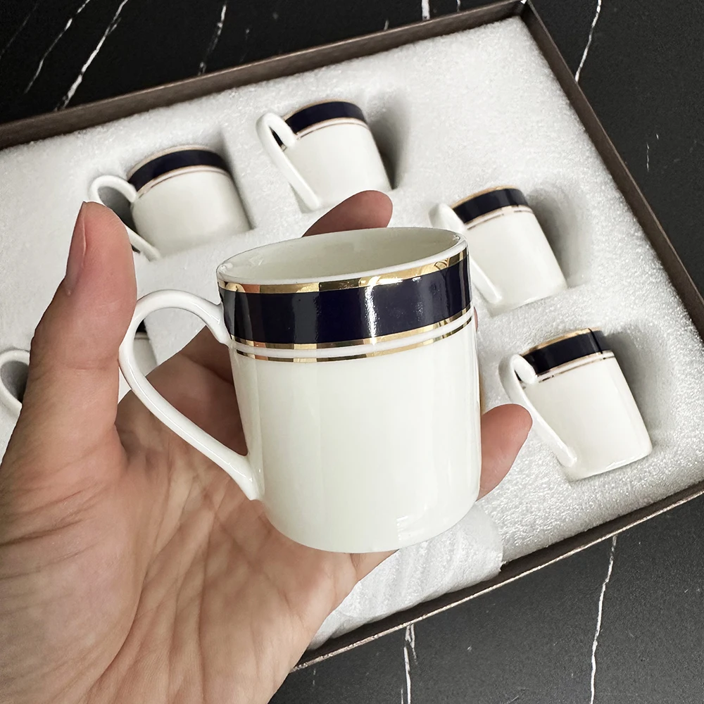 Ceramic coffee cup set 6 pieces with handle for tea milk office novelty gift