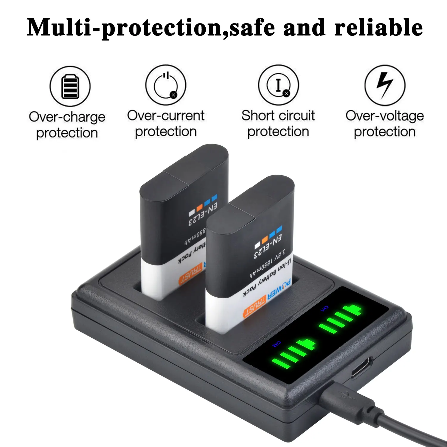 Batteria EN-EL23 Per Nikon Coolpix B700, P600, P610, P900, S810c - 1850mAh, Ricaricabile, Sicura - Foto 6