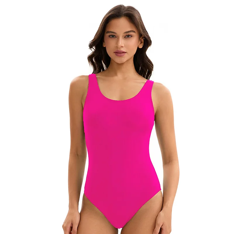 Womens One Piece Swimsuits  Athletic Full Coverage Bathing Swim Suit Color Block Slimming Swimwear Solid Beach Wear - 6