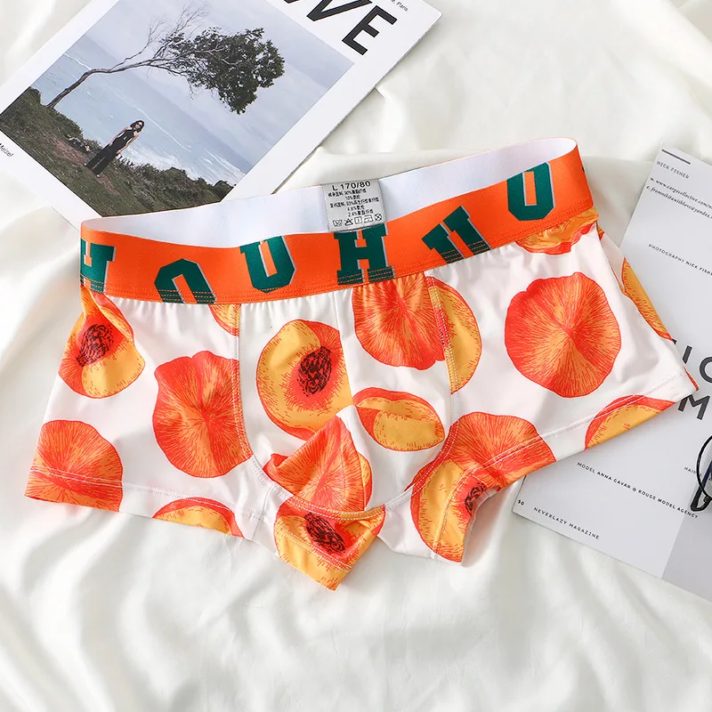 Printed Ice Silk Men's Convex Pouch Underwear Seasonal Sexy Breathable