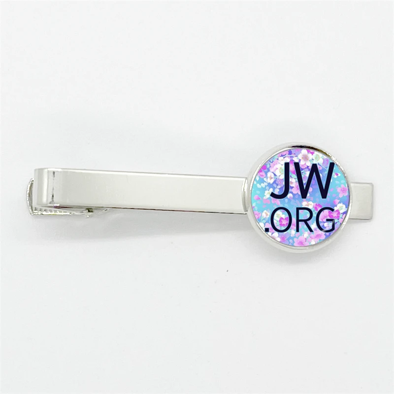 2023 New Steampunk Jehovah's Witnesses Tie Clip JW.ORG High Quality Clip Round Hand Craft Jewelry Glass Gem Clips