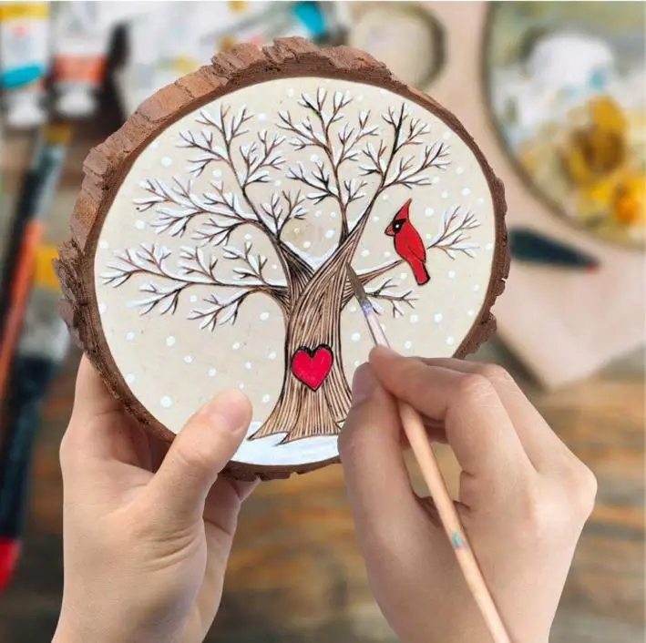 1 세트/10개 10-12cm 원형 소나무 나무 조각 (껍질 포함) 테이블, 파티, 웨딩 장식, DIY 공예, 최고의 생일 선물