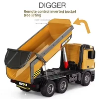 New 1:14 Large 10ch Auto Self-Unloading Earth-Loading Rc Excavator Construction Car With Led Light Engineering Transport Vehicle 1