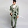 3 Pieces Male Suits Green Elegant Wedding Suits For Men Formal Best Men Blazer Slim Fit Groom Tuxedos Jacket Costume Homme 2