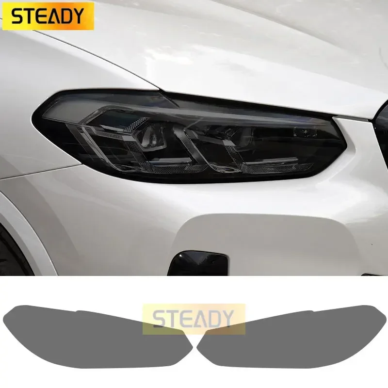 

2 Pcs Car Headlight Protective Film Front Light Transparent Smoke Black TPU Sticker For BMW X3 G01 IX3 G08 Facelift 2022 2023