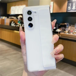 Luxurious Soft Silicone Wrist Strap Phone Case - Ultra Thin Matte Hard Cover for Galaxy Z Fold 8 (Matte Clear)