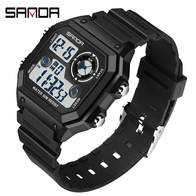 

SANDA Top Luxury Fashion Sports Watch Men 5ATM Waterproof Military G Style Watches Digital Display Clock Relogio Masculino