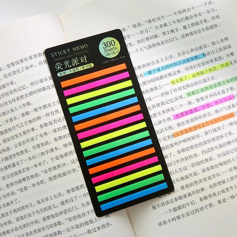 

300 Sheets Rainbow Color Index Memo Pad Posted Sticky Notes Paper Sticker Notepad Bookmark School Supplies Cute Stationery