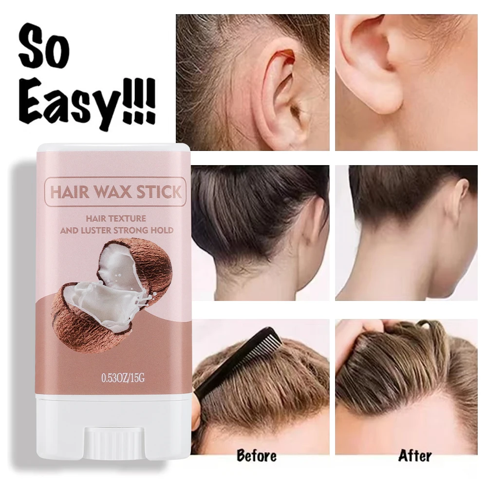Hair Wax Stick for Frizz Hair Coconut Flavour Styling Wax Non-greasy Coconut Scented Stick Strong HoldHair Styling