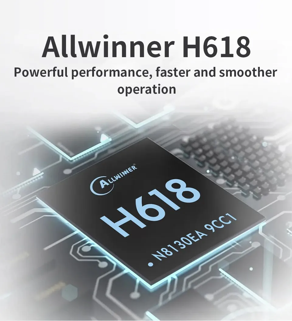 caixa de metal, Allwinner H618, 64 bits,