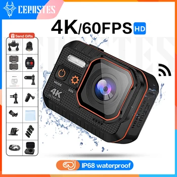 CERASTES Action Camera 4K60FPS With Remote Control Screen Waterproof Sport Camera drive recorder Sports Camera Helmet Action Cam 1