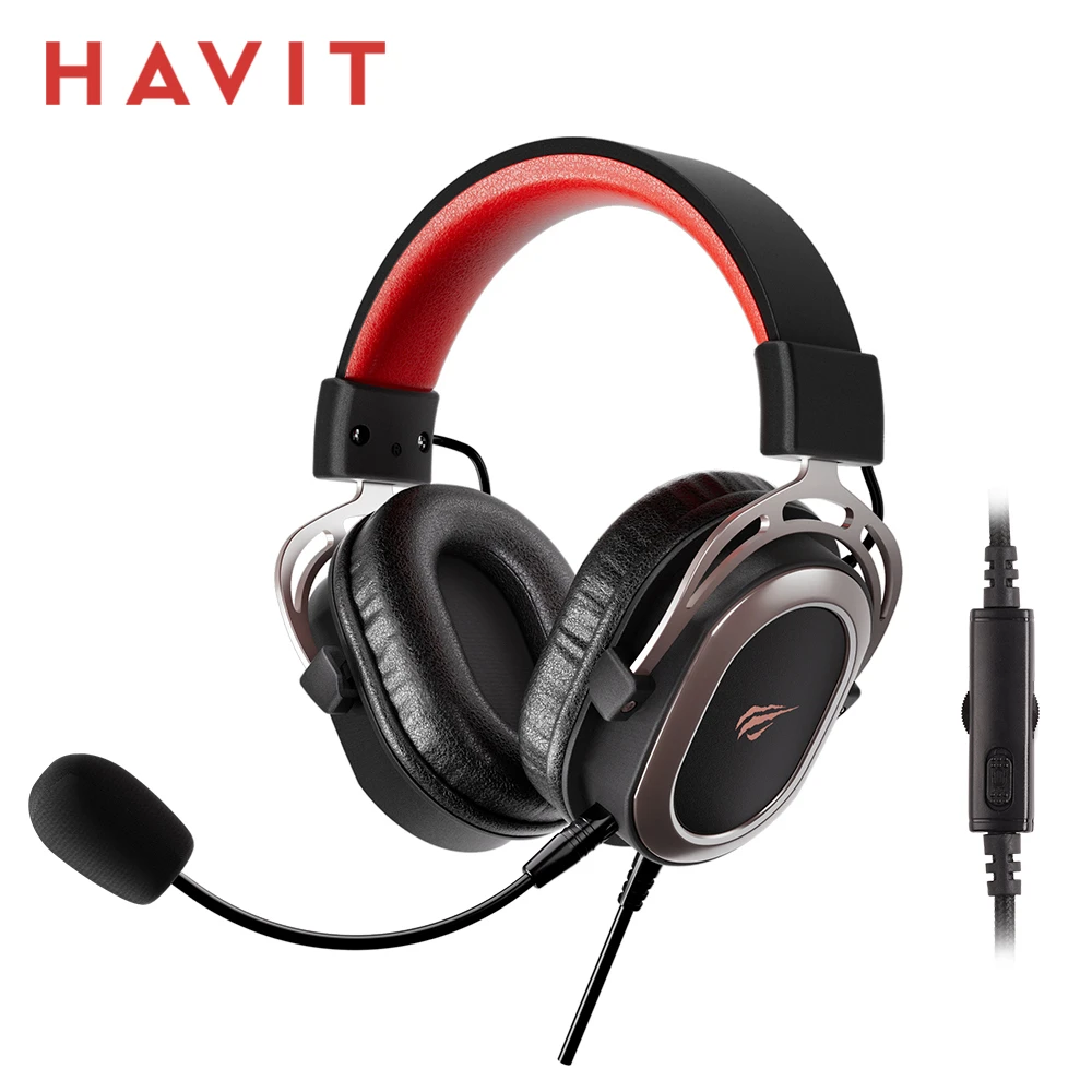 HAVIT H2008d Wired Gaming Headset with 3.5mm Plug 50mm Drivers Surround Sound HD Mic for PS4 PS5 XBox PC Laptop Gamer Headphone best wireless earphones