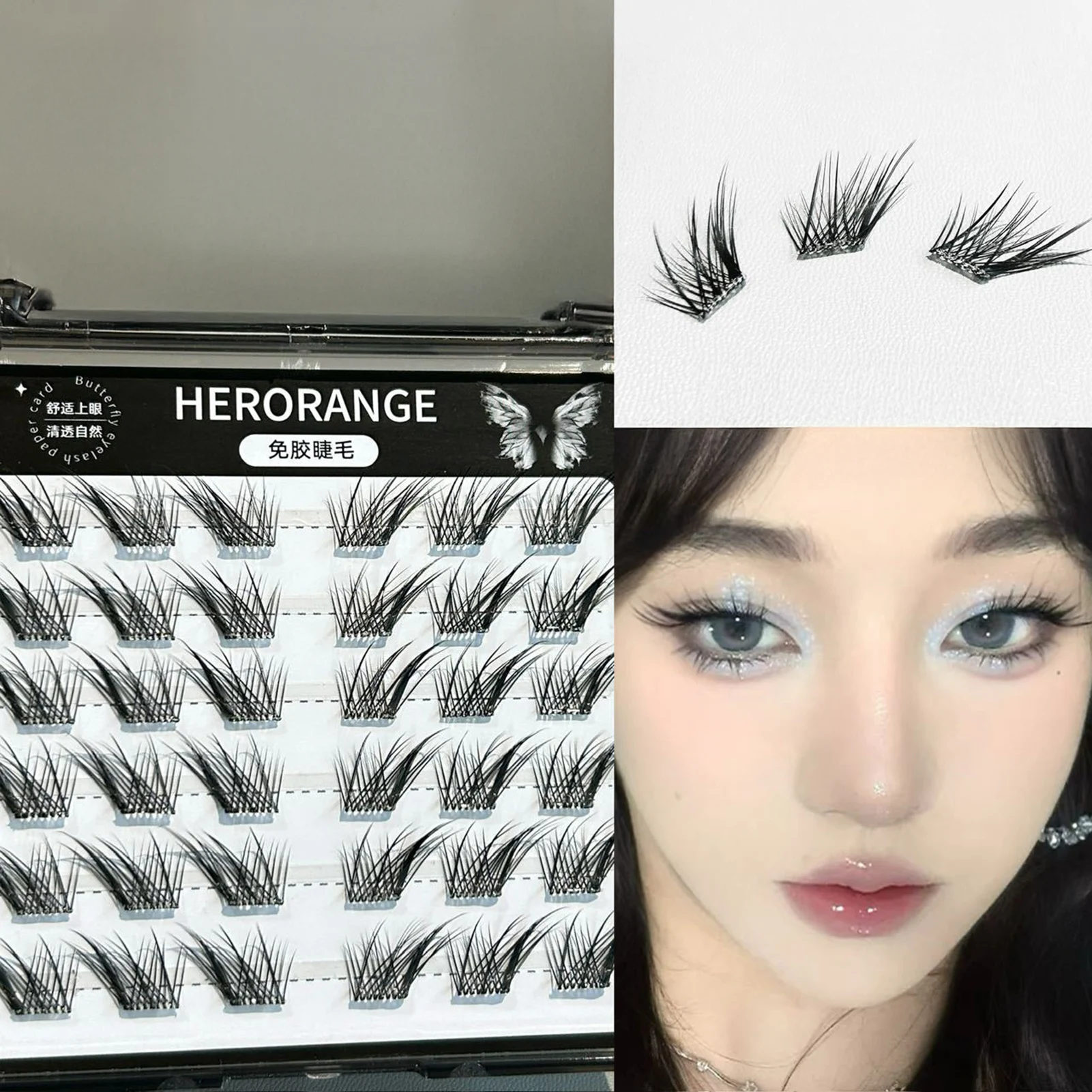 Description Picture 6 of itemNo Need Glue False Eyelashes Self-adhesive Upper/Lower Fluffy Eyelash Extension DIY Anime Manga Cluster Eyelash for Daily Makeup