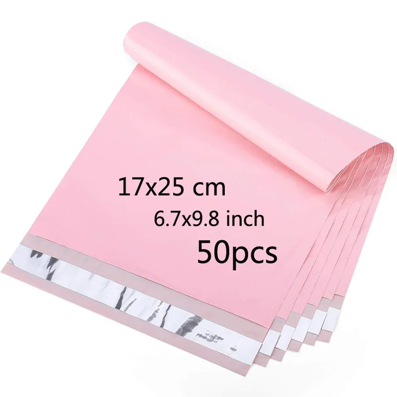 50pcs Thick Pink Poly Bag Mailer Courier Shipping Bag Express Envelope Storage Mail Bag Self Seal Package Pouch Small Business