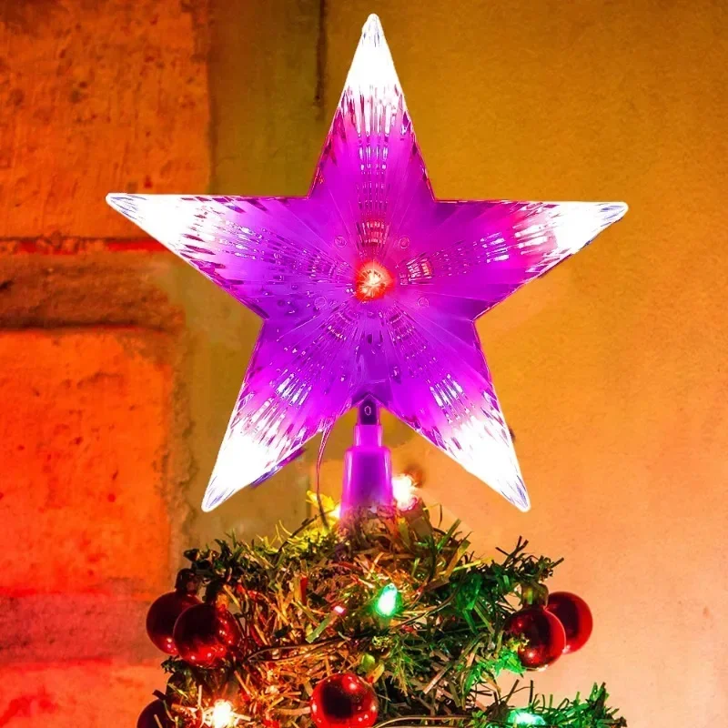 Christmas Star Tree Topper Lights LED Glowing Star Lamp Sparkling Night Light Xmas Tree Top Ornaments New Year Home Party Decor christmas tree decoration christmas star decoration christmas lamp decoration