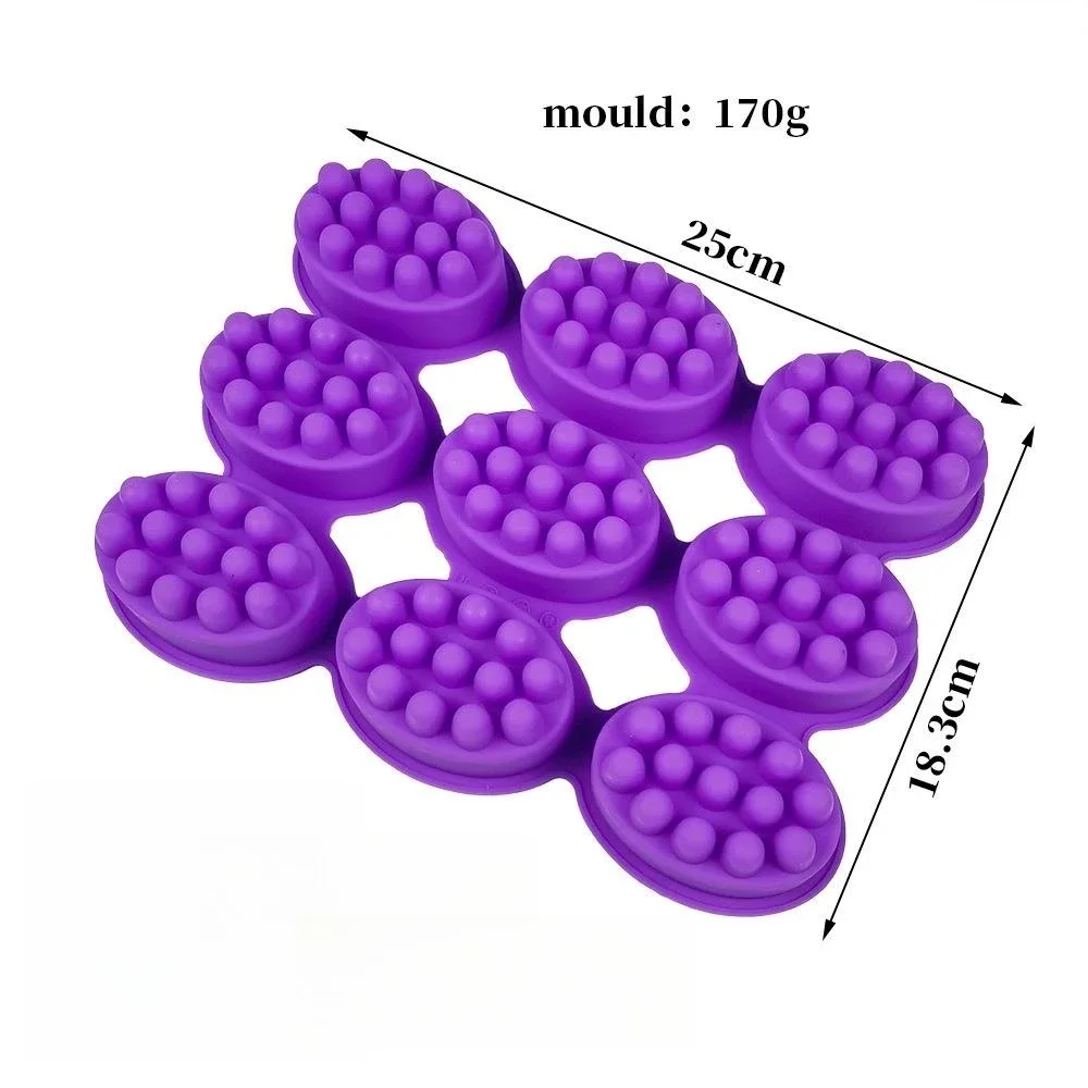 Silicone Mold Soap Molds 3D Handmade Massage Therapy Bar Molding Tray Oval Shape