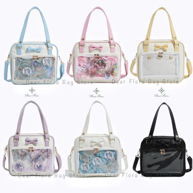 Y2K mignon nœud Ita sac fille Transparent sac de messager femmes mode épaule sac à bandoulière Ladys bricolage Badge sac fourre-tout Lolita sac à main 1