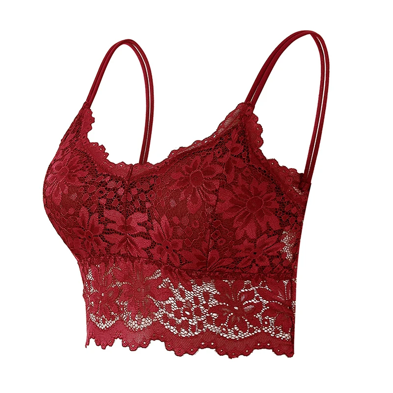 Lace Bras for Women Comfortable Sexy Bralette Solid Color Underwear Vest Female Hollow Out Wireless Crop Top Seamless Lingerie